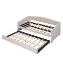 Upholstered Daybed Sofa Bed With Trundle Bed And Wood Slat