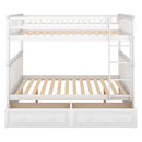 Full over Full Bunk Bed with Drawers, Convertible Beds, White(OLD SKU: SM000241AAK-1)