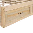 Full Size Platform Bed with 6 Storage Drawers,Antique Natural