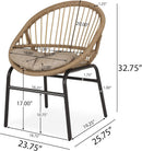 Outdoor Accent Chair With Curved Back And Basket Frame, (Set of 2) - Light Brown / Beige