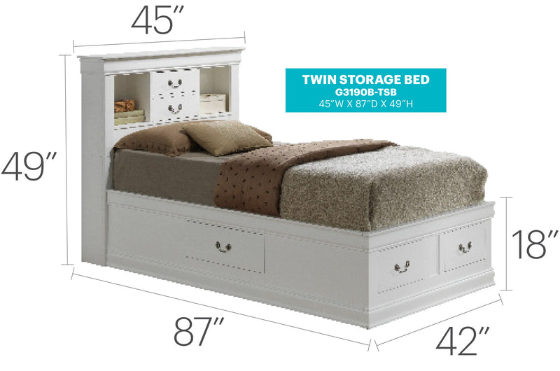 Louis Phillipe - Bookcase Storage Bed