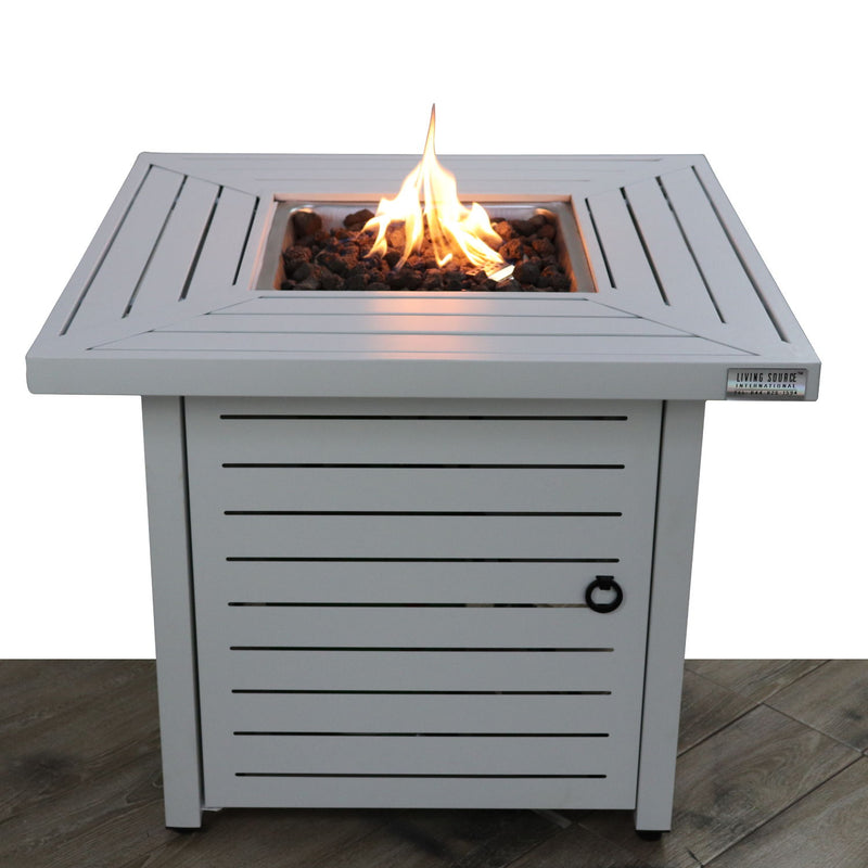 Outdoor Fire Pit Table With Lid - White Line