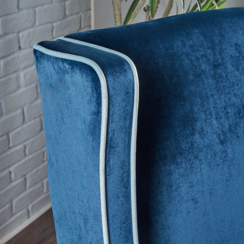 Elegant Velvet Club Chair With Tonal Piping
