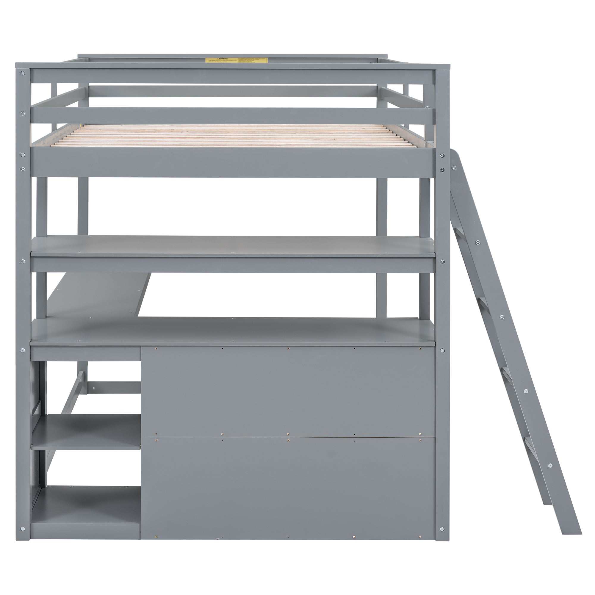 Full Size Loft Bed with Desk and Shelves,Two Built-in Drawers,Gray(Old SKU: GX000416AAE) - Atlantic Fine Furniture Melbourne FL