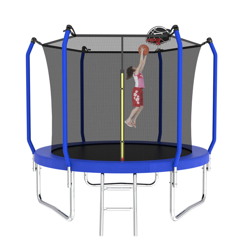 Trampoline With Basketball Hoop, Astm Approved Reinforced Type Outdoor Trampoline With Enclosure Net