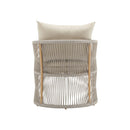 Modern Curved Aluminum Lounge Chair With Stylish Rope Weave Design And Cushioned Comfort For Outdoor