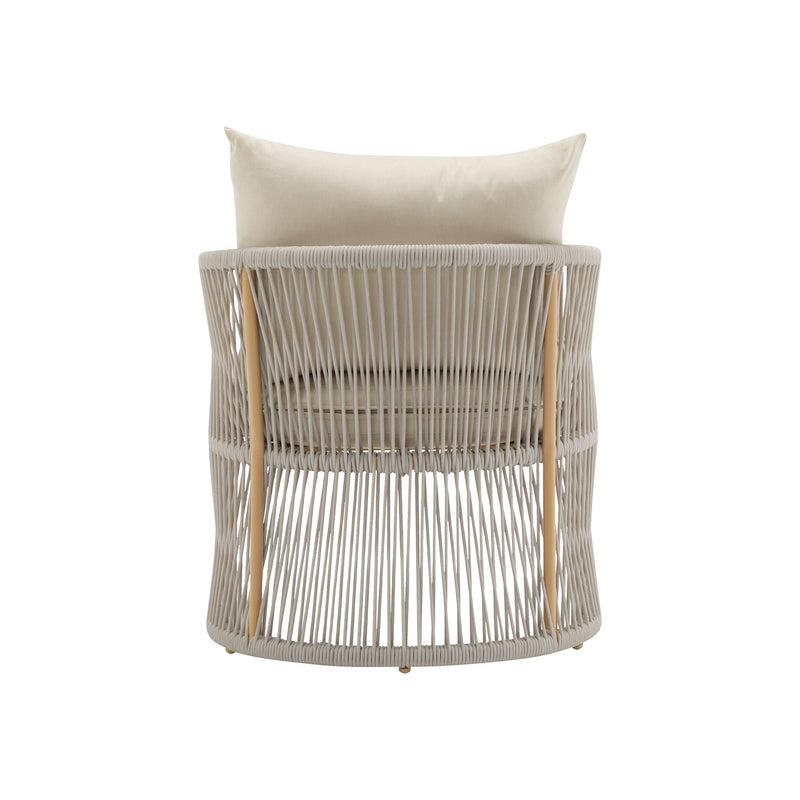 Modern Curved Aluminum Lounge Chair With Stylish Rope Weave Design And Cushioned Comfort For Outdoor