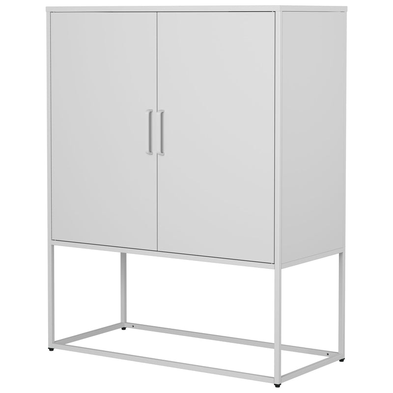 Heavy Duty Metal Buffet Sideboard Modern Steel Storage Cabinet With 2 Shelves, Free Standing Accent Cabinet With Magnetic Doors For Bedroom, Kitchen, And Home Office, Anti-Tip Design