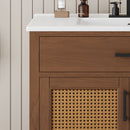 Bathroom Vanity With Ceramic Sink, Modern Free Standing Cabinet With Soft Close Drawers