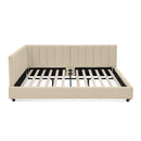 Mid-Century Upholstered Tufted Bed Frame With Backrest And Armrests