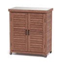 Potting Bench With Storage Cabinet And Metal Table Top For Outdoor