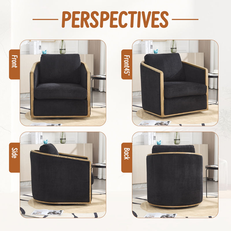 Corduroy Barrel Chair, 360 Degree Swivel