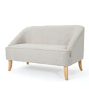 Modern Fabric Loveseat With Sloped Armrests For Living Room - Beige