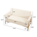 Modern Fabric Upholstered Loveseat With Elm Wood Legs And Flare Arms - Beige