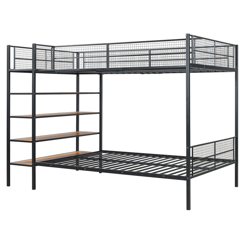 Bunk Bed With 5 Tier Shelves
