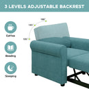 Modern 3 In 1 Convertible Sleeper Chair Bed, Linen Upholstery, Adjustable Backrest