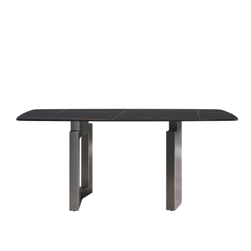 Modern Artificial Stone Dining Table, Can Accommodate 6-8 People - Black