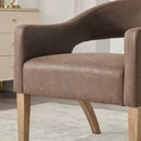 Upholstered Open Back Armchair With Weathered Rubberwood Legs