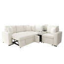 Modular L-Shaped Sectional Sofa Bed With Pull-Out Sleeper, Cup Holders, And Storage