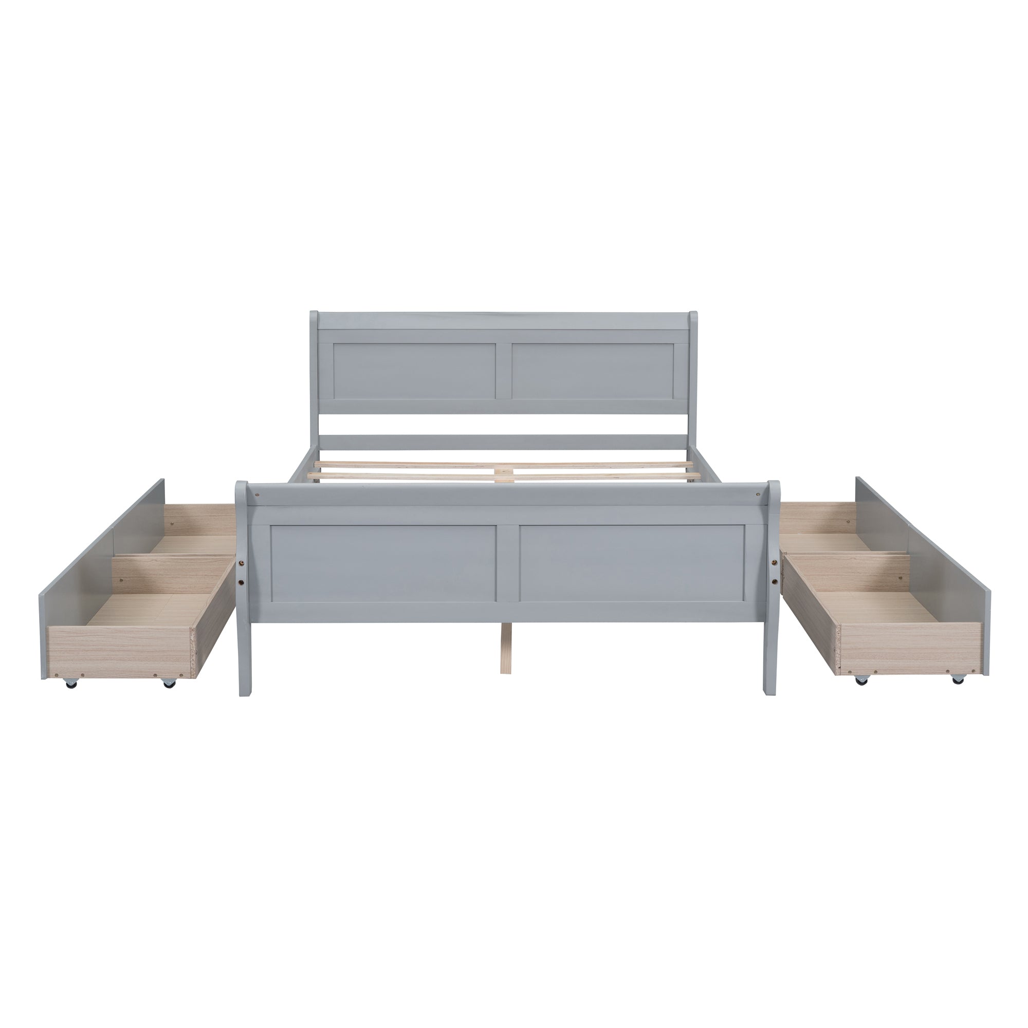 Full Size Wood Platform Bed with 4 Drawers and Streamlined Headboard & Footboard, Gray - Atlantic Fine Furniture Melbourne FL
