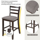 5 Piece Wooden Counter Height Dining Set With Padded Chairs, Storage Shelving