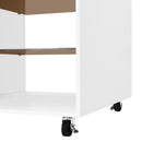 Multi-Functional Storage Island Movable Storage Cabinet Island Vanity Dresser With 3 Side Storage Drawer, A Reversible Top Storage Space And 2 Glass Display Shelves - White