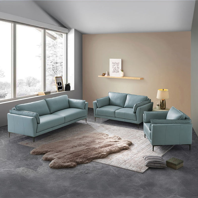 Mesut - Chair - Sage Green Top Grain Leather & Black