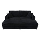 Oversized Loveseat Chaise With 2 USB Ports, 2 Cup Holders And 2 Throw Pillows