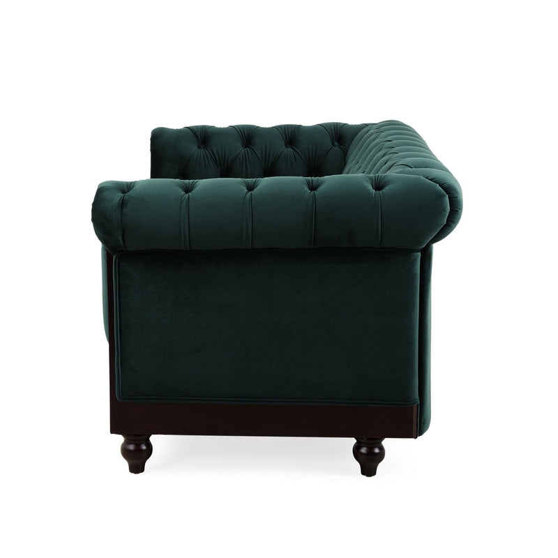 Chesterfield Velvet Loveseat Sofa, 2 Person Rolled Arm Upholstered Couch