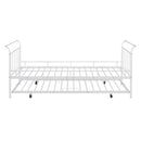 Twin Size Metal Daybed with Curved Handle Design and Twin Size Trundle, White