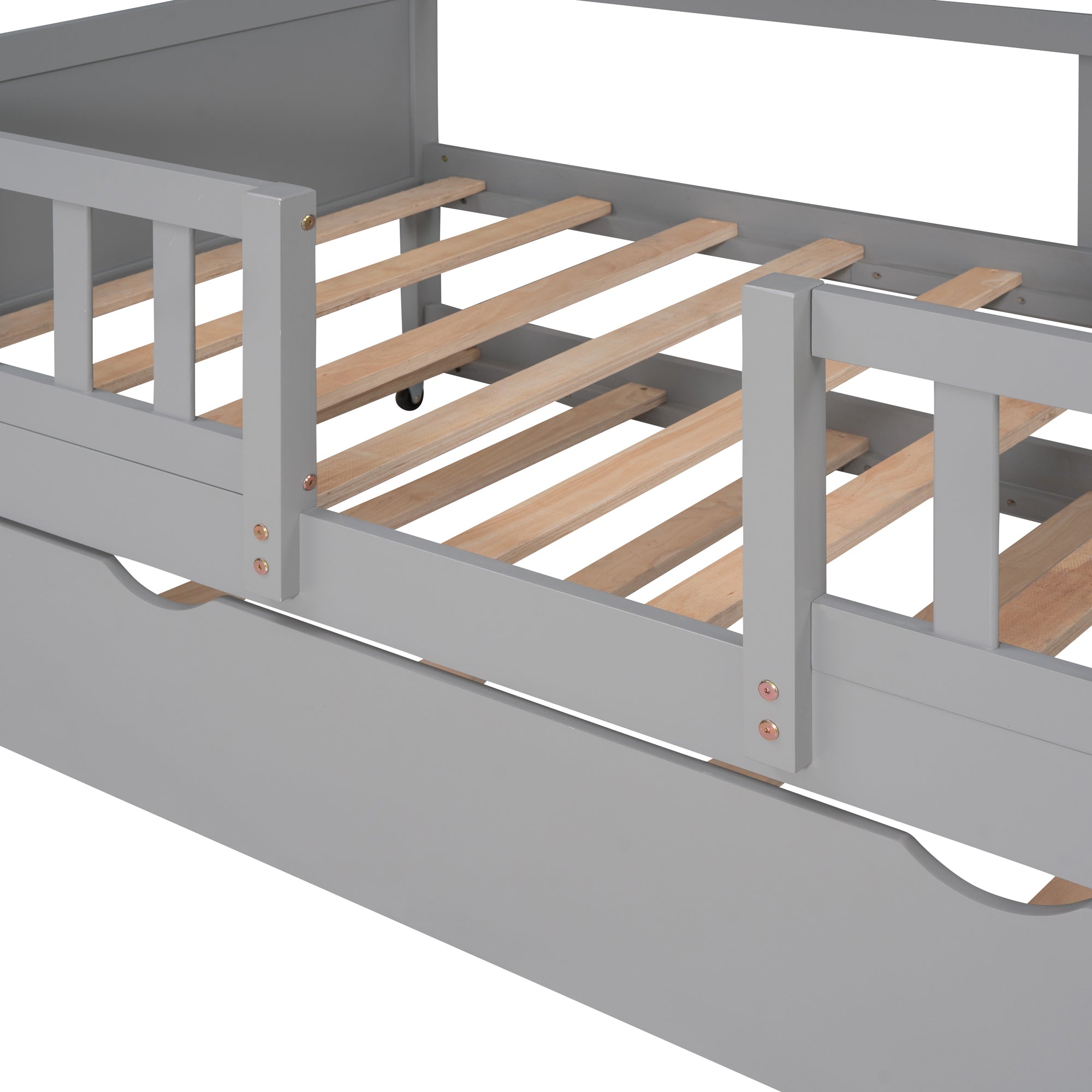 Twin Size House Bed Wood Bed with Twin Size Trundle ( Gray ) - Atlantic Fine Furniture Melbourne FL