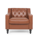 Contemporary Club Chair With Button Tufting And Birch Wood Legs