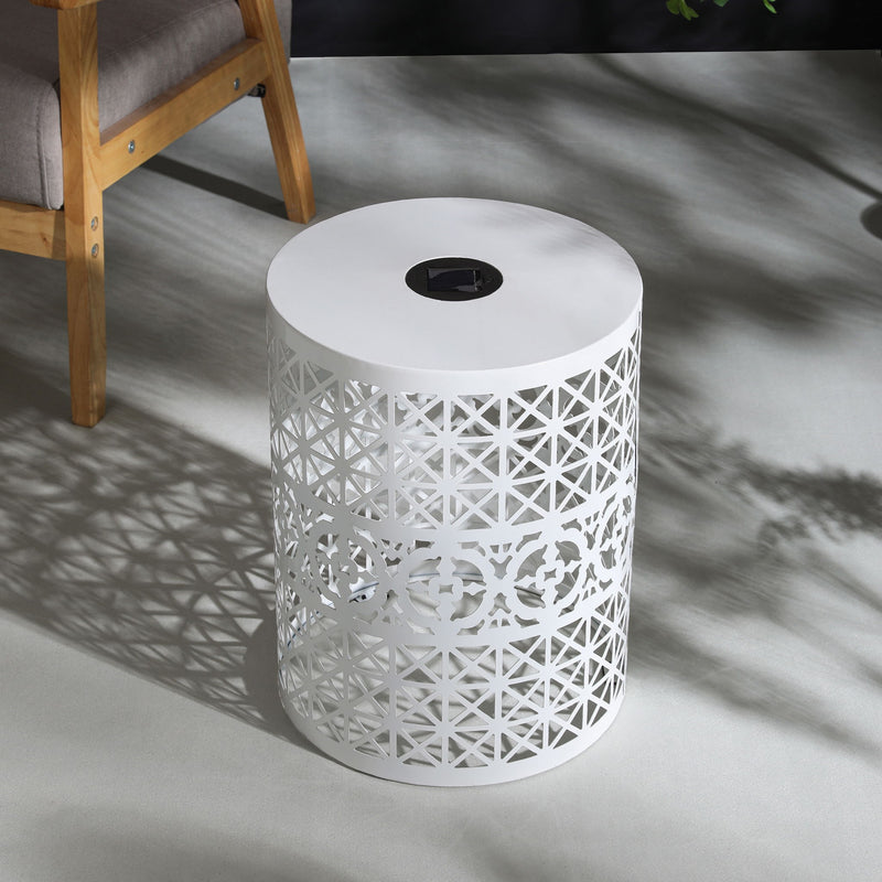 Modern Iron Solar Side Table With Built - In Light
