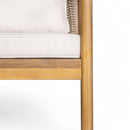 2 Piece Outdoor Acacia Wood Patio Club Chair, Patio Furniture Arm Chair With Woven Rope Backrest, Deep Seating For Porch - Light Teak / Beige