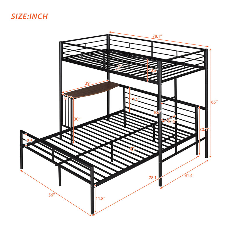 Bunk Bed With Desk, Ladder And Quality Slats For Bedroom