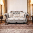 Miyeon - Loveseat - Fabric & Cherry - Atlantic Fine Furniture Inc