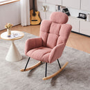 Contemporary Teddy Fabric Upholstered Nursery Rocking Glider Chair With High Backrest And Pillow