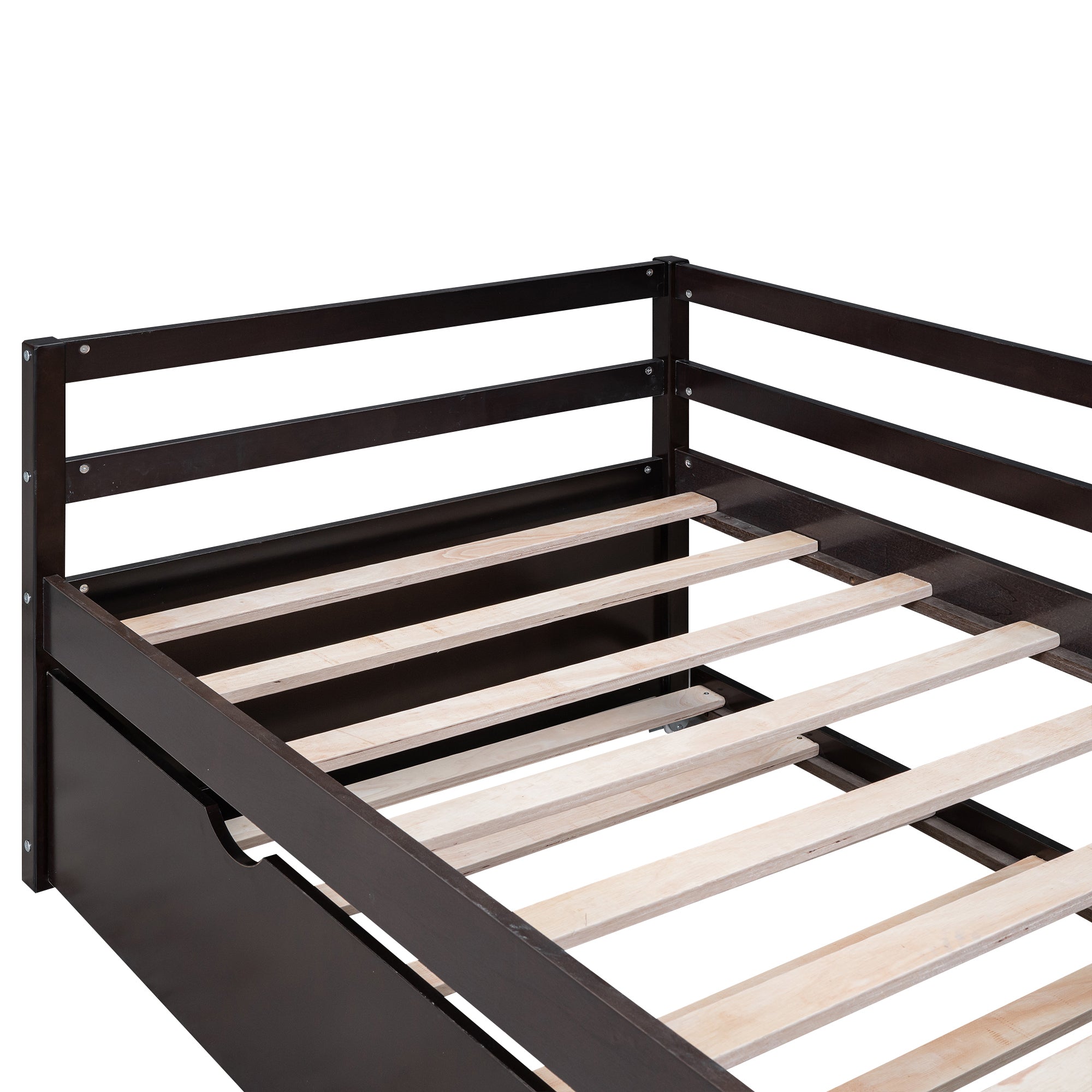 Twin Size Wood Daybed with Twin Size Trundle, Espresso - Atlantic Fine Furniture Melbourne FL