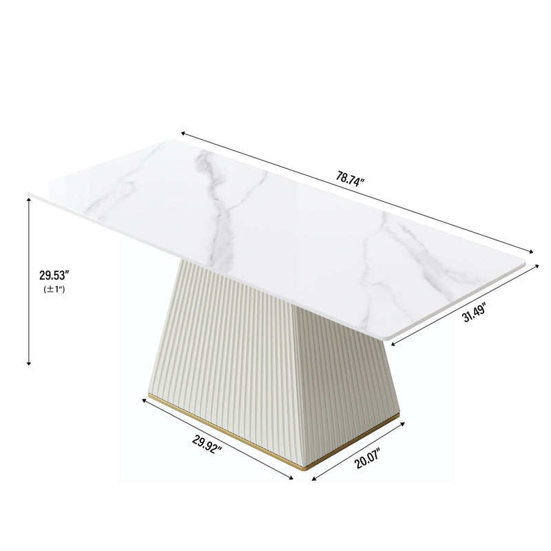 Modern Artificial Stone Straight Side Panel PU Plywood Table Legs, Can Accommodate 8 People