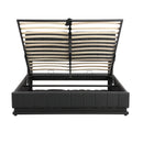 Queen Size Upholstered Bed with Hydraulic Storage System and LED Light, Modern Platform Bed with Sockets and USB Ports, Black