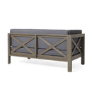 Aura - 2 Piece Outdoor Set With X Back Left Bench And Corner - Dark Gray