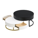 Modern Round Lift-Top Nesting Coffee Tables With 2 Drawers