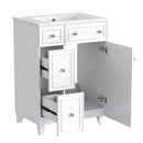 Transitional Style Bathroom Vanity Cabinet With Ceramic Sink