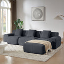L Shaped Modular Sectional Sofa Corduroy And Movable Ottoman