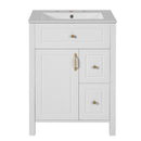 Elegant Bathroom Vanity With Ceramic Sink, Soft Close Doors And Drawers, Double Storage Racks