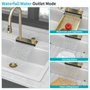 Waterfall Kitchen Sink With Pull Out Faucet & Cup Washer