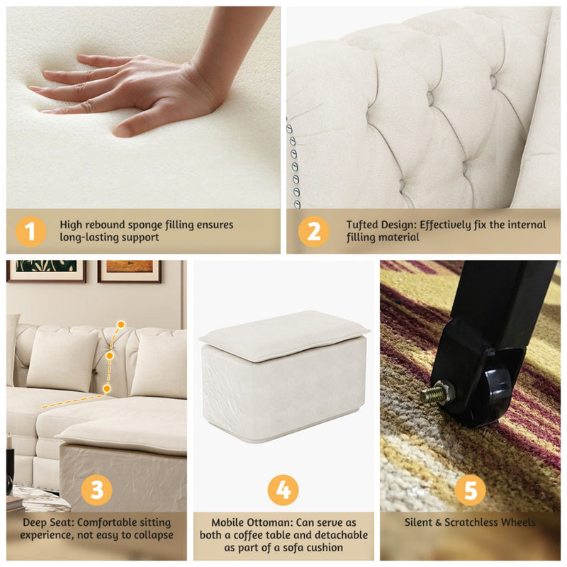 3 In 1 Pull Out Sofa Bed With Movable Ottoman