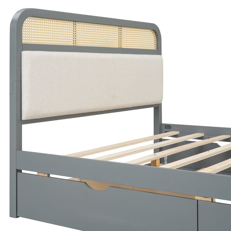 Platform Bed With Trundle And 2 Drawers