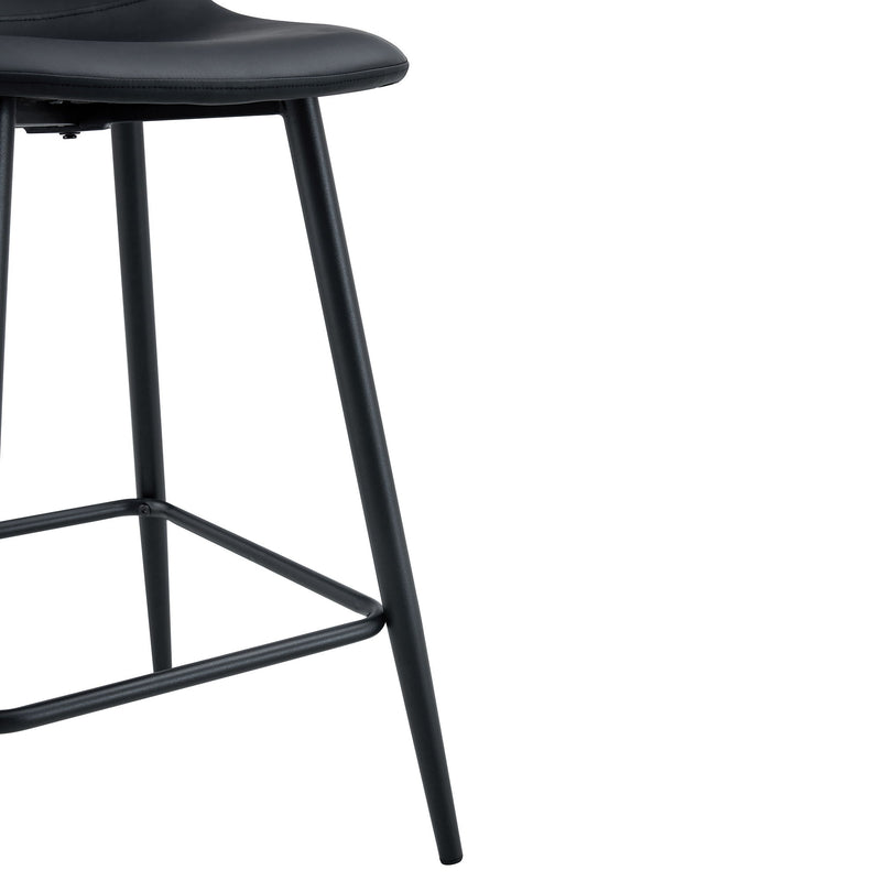 Modern Black Pu Bar Chair Rounded Backrest (Set of 2)