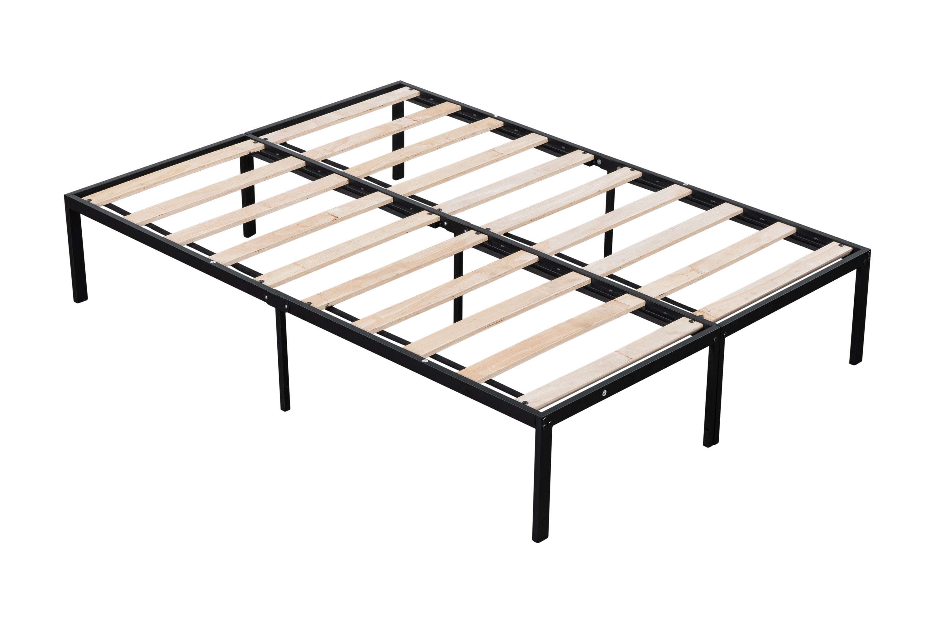 Metal Full Size Bed Frame with Wood Slats/ Heavy duty & Sturdy Metal Bed Frame/ Noise-free Wood Slats/ Quick Assembly/ No Box Spring Needed